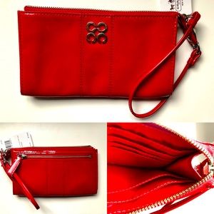 Red shiny Coach convertible wristlet / clutch